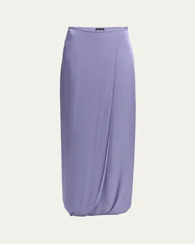 Giorgio Armani Long Draped Straight Skirt In Lt Purple