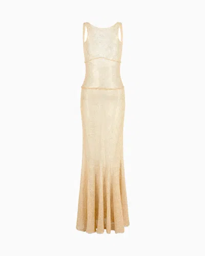Giorgio Armani Long Dress In A Lurex Knit With Sequins In Gold