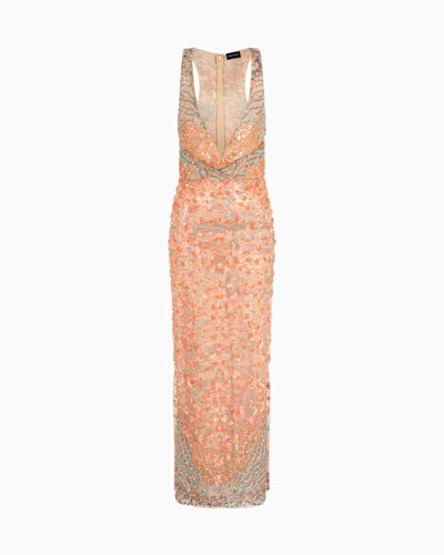 Giorgio Armani Long Dress In Embroidered Silk