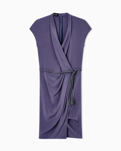 Giorgio Armani Belted Wrap-style Mini Dress In Purple