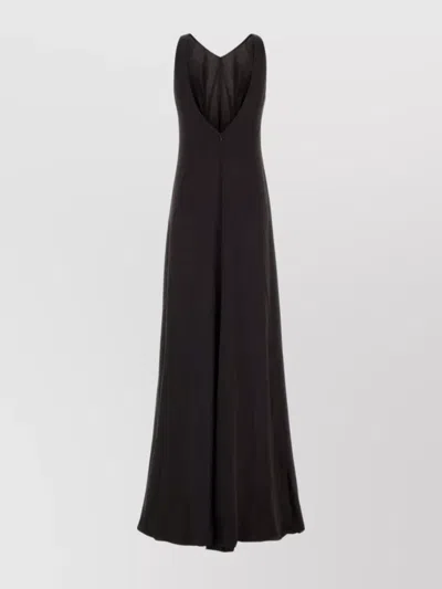 Giorgio Armani Long Dress With Back Ring Detail In Black