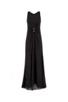 Giorgio Armani Beaded-ring Silk Georgette Backless Gown In Black