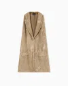 Giorgio Armani Long Jersey Waistcoat With A Flocked Print And Sequins In Gold