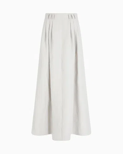 Giorgio Armani Long Linen Skirt With Pleats In Gray