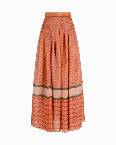 Giorgio Armani Long, Silk-organza Skirt With Tiger Print