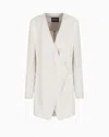 Giorgio Armani Long Single-breasted Jacket In Armure Viscose Crêpe In Grey