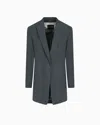 Giorgio Armani Long Single-breasted Linen Jacket In Gray