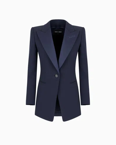 Giorgio Armani Long Single-breasted Silk Jacket In Pattern