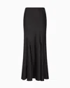 Giorgio Armani Double Silk Satin Maxi Trumpet Skirt In Black