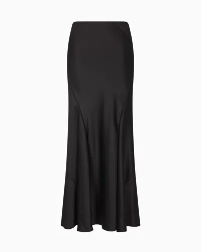 Giorgio Armani Long Skirt In Double Silk Satin In Black