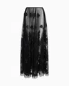 Giorgio Armani Long Skirt In Tulle And Embroidered Lace In Black