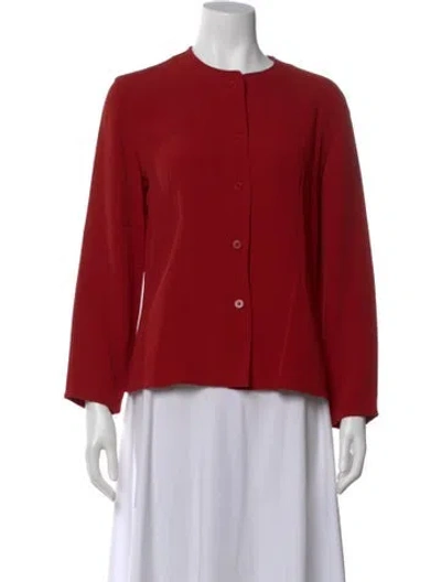 Pre-owned Giorgio Armani Long Sleeve Button-up Top In Red