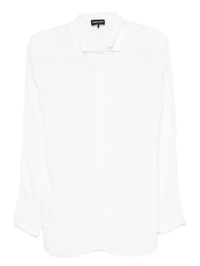 Giorgio Armani Long-sleeve Collared Shirt In White
