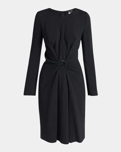 Giorgio Armani Long-sleeve Dress With Ring Detail In Black