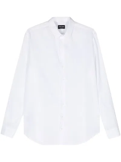 Giorgio Armani Long-sleeve Linen Shirt In White