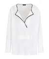 Giorgio Armani Long Sleeve Polo Shirt In White