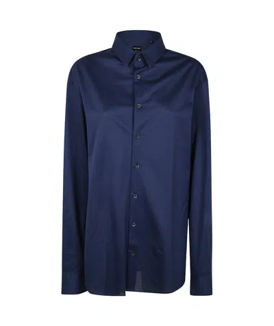 Giorgio Armani Long Sleeve Shirt In Blue