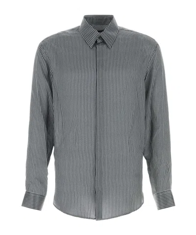 Giorgio Armani Long Sleeve Shirt In Gray
