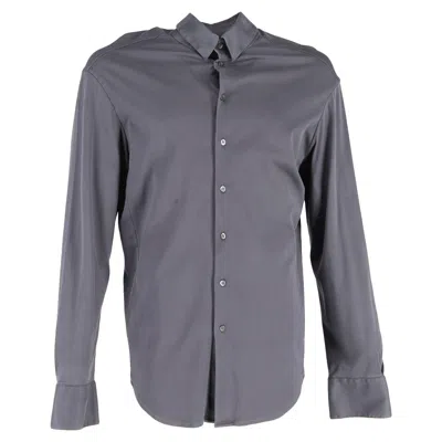 Giorgio Armani Long Sleeve Shirt In Grey Cotton In Multi