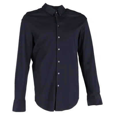 GIORGIO ARMANI LONG SLEEVE SHIRT IN NAVY BLUE COTTON