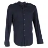 Giorgio Armani Long Sleeve Shirt In Navy Blue Cotton In Blue
