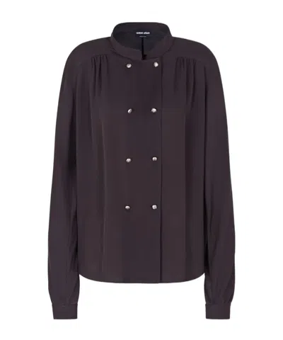 Giorgio Armani Long Sleeve Shirt In Purple