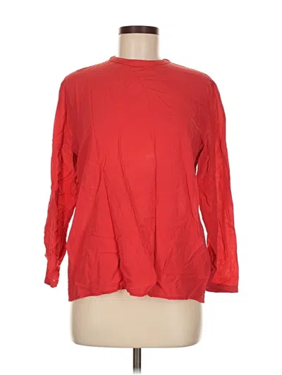 Pre-owned Giorgio Armani Long Sleeve Silk Top Red Crew Neck Tops
