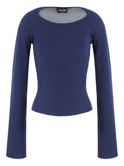 Giorgio Armani Long-sleeve Sweater In Blue