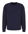 Giorgio Armani Cotton And Cashmere Crew-neck Sweatshirt In Blue