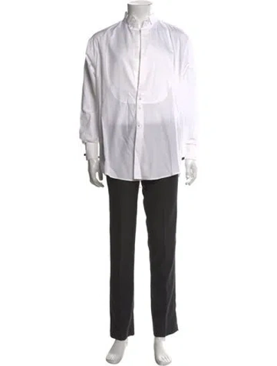 Pre-owned Giorgio Armani Long Sleeve Tuxedo Shirt In White
