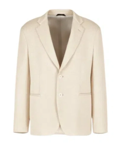 Giorgio Armani Long-sleeved Blazer In Blanco