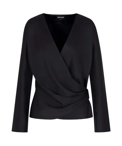 Giorgio Armani Long-sleeved Blouse In Black