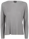 Giorgio Armani Long Sleeves Boat Neck Sweater In Grigio