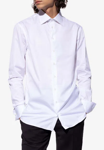 Giorgio Armani Long-sleeved Button-up Shirt In White