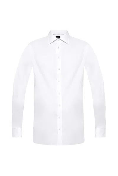 Giorgio Armani Long-sleeved Buttoned Shirt In White