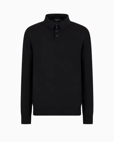 GIORGIO ARMANI LONG-SLEEVED CASHMERE POLO SHIRT