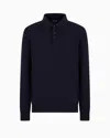 Giorgio Armani Long-sleeved Polo Shirt In Virgin Wool In Blue