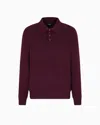 Giorgio Armani Long-sleeved Cashmere Polo Shirt In Burgundy