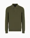 Giorgio Armani Long-sleeved Cashmere Polo Shirt In Green