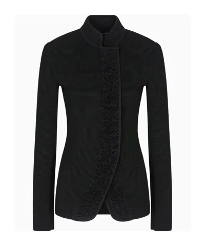 GIORGIO ARMANI RIBBED HIGH-NECK JACKET