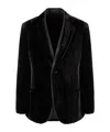 Giorgio Armani Studded-trim Velvet Blazer In Black