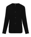 Giorgio Armani Textured Button-up Knitwear In Black