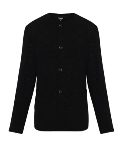 Giorgio Armani Long-sleeved Casual Jacket In Black