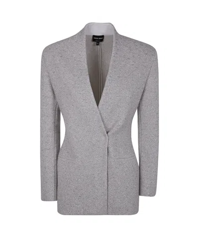 Giorgio Armani Long-sleeved Casual Jacket In Gray