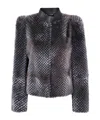 Giorgio Armani Textured Faux Fur Long Sleeve Jacket In Gray