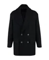 Giorgio Armani Lapel Collar Double-breasted Peacoat In Black