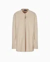 Giorgio Armani Long-sleeved Fluid Wool Shirt In Neutral