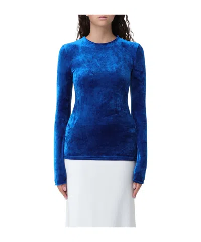 Giorgio Armani Long-sleeved Knitted Pullover In Blue