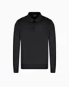 Giorgio Armani Long-sleeved Polo Shirt In Virgin Wool In Black