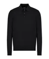Giorgio Armani Official Store Long-sleeved Polo Shirt In Virgin Wool In Black